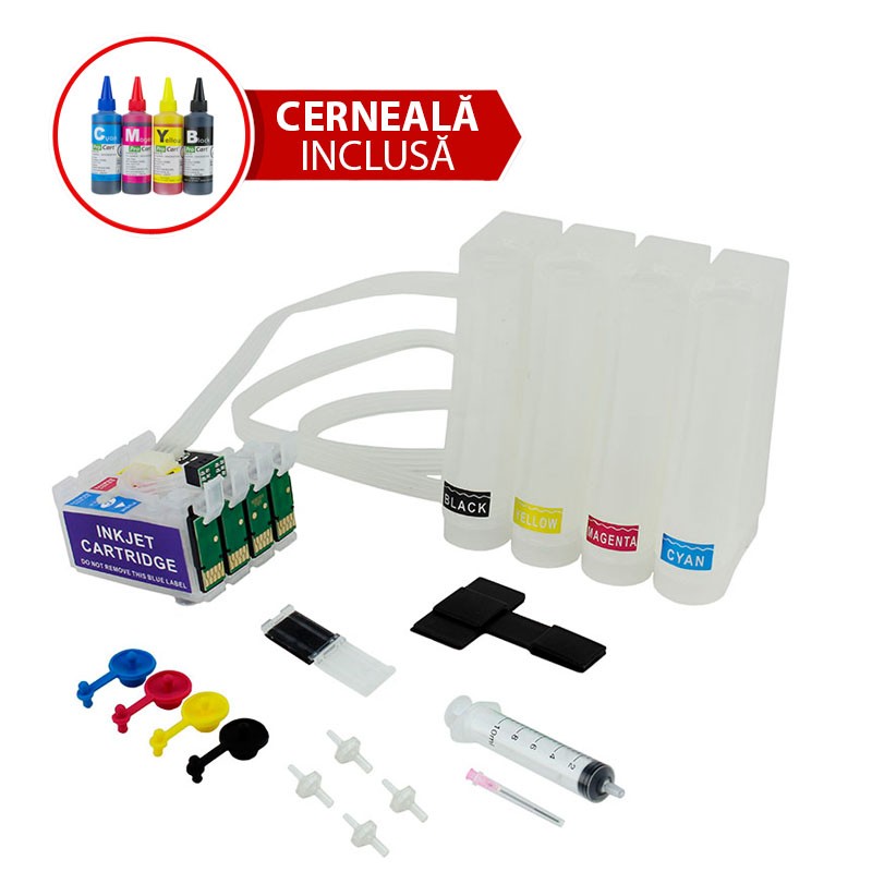 CISS pentru Epson WF-2010W WF-2510WF WF-2520NF WF-2530WF WF-2540WF cu cerneala Pigment - imagine 3
